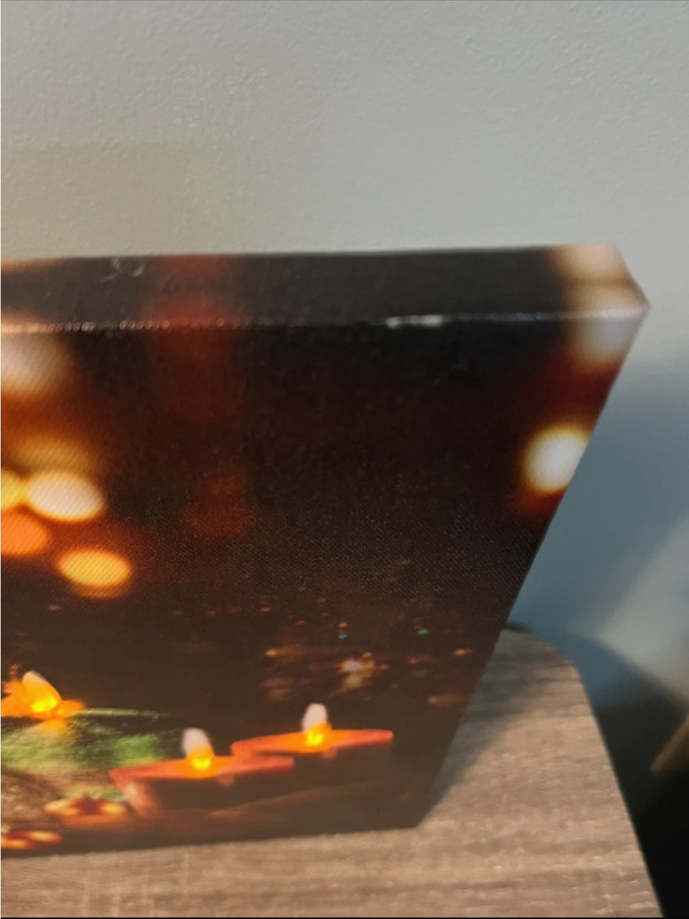 Holiday Flickering Light Candle and Ornament Canvas Wall Art - Red, Green & Gold - Picture 2 of 4
